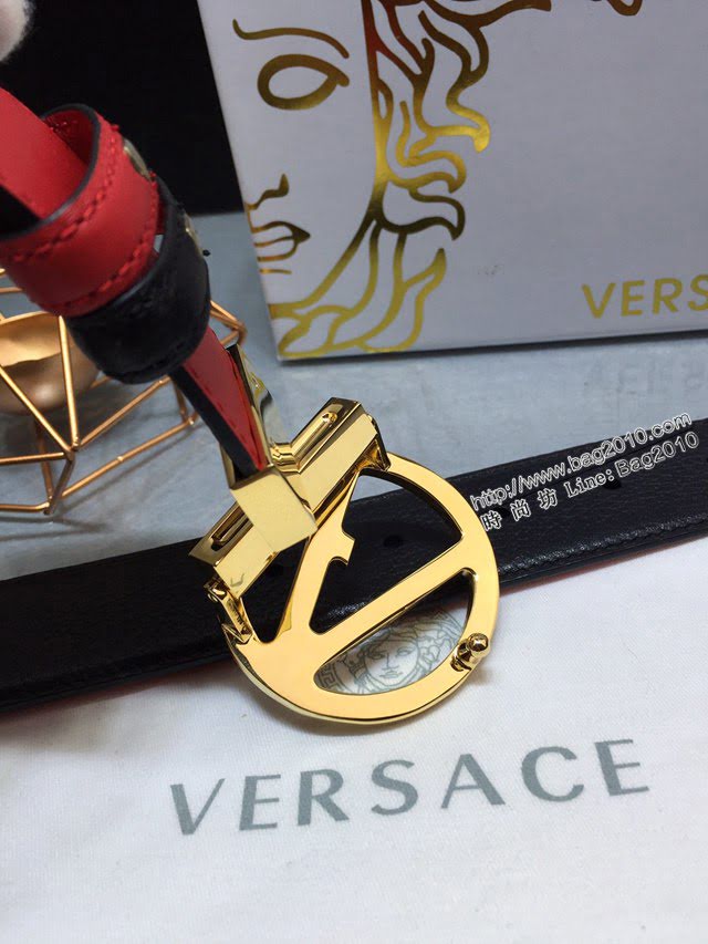VERSVE男士皮帶 範思哲可逆皮帶 範思哲小牛皮美杜莎V型扣孔腰帶  jjp2214